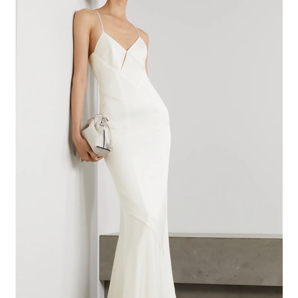White exclusive GALVAN Bridal Cutout satin gown